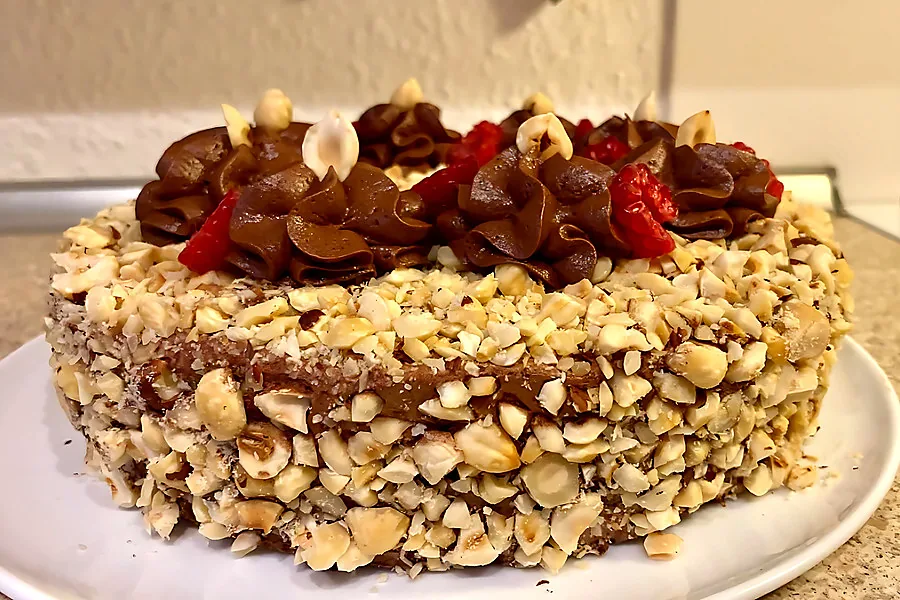 Nøddekage med chokolade